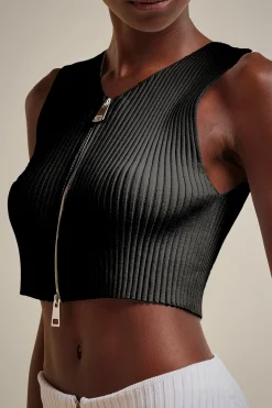 Liviana conti Crop Top Con Zip-Donna Top Camicie E Maglie