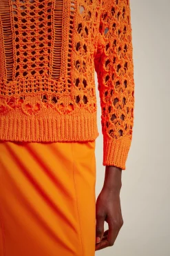 Liviana conti Maglia Effetto Pizzo-Donna Top Camicie E Maglie